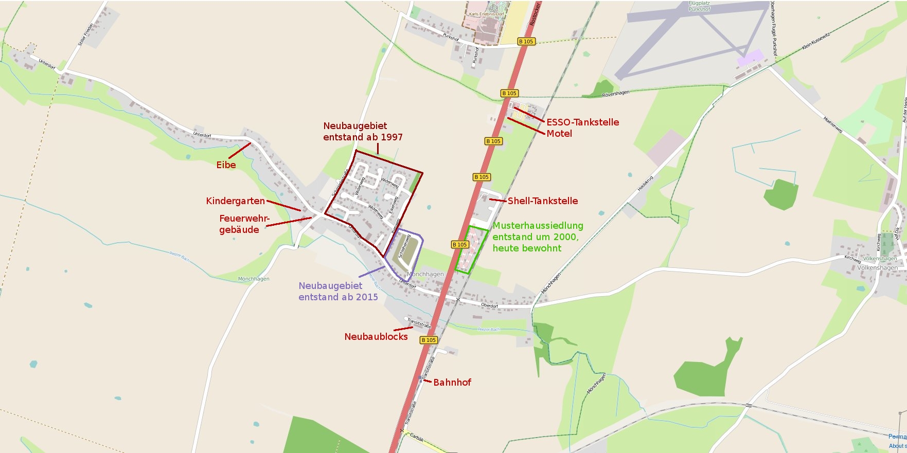 Karte des Ortes von 2015, aus dem OpenSource-Kartenprojekt openstreetmap