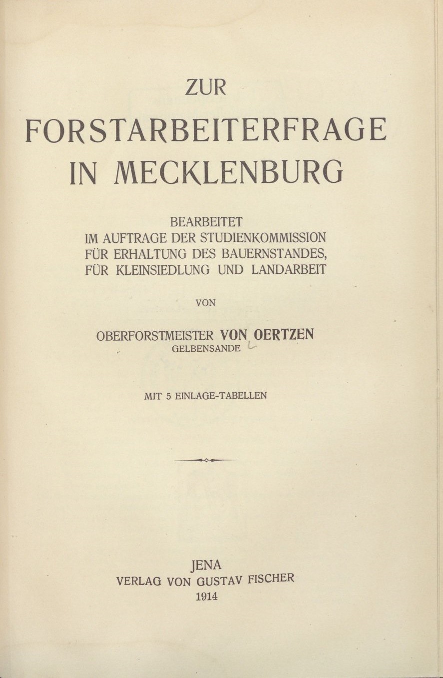 "Zur Forstarbeiterfrege in Mecklenburg" Adolf von Oertzen 1914 004