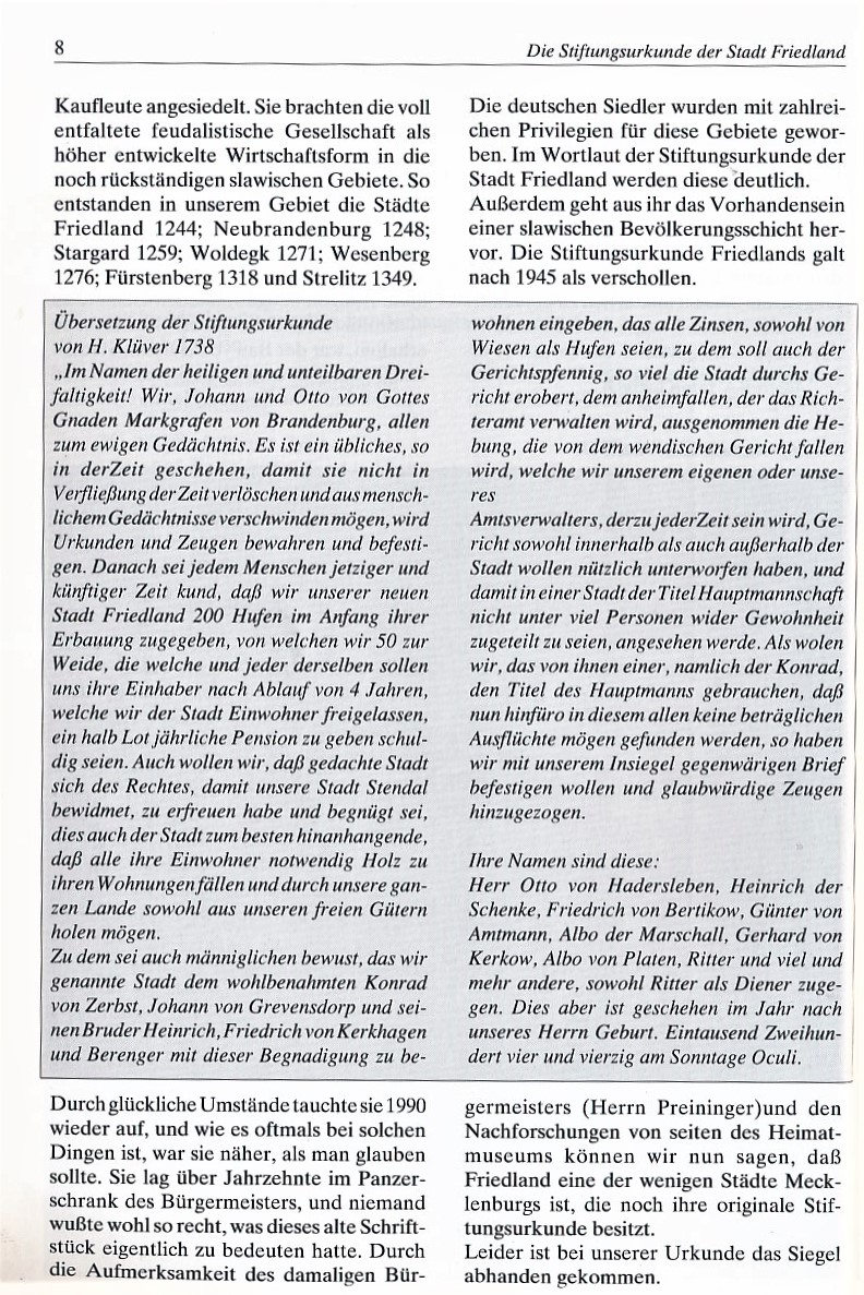 Festschrift 750 Jahre Friedland 1994 008