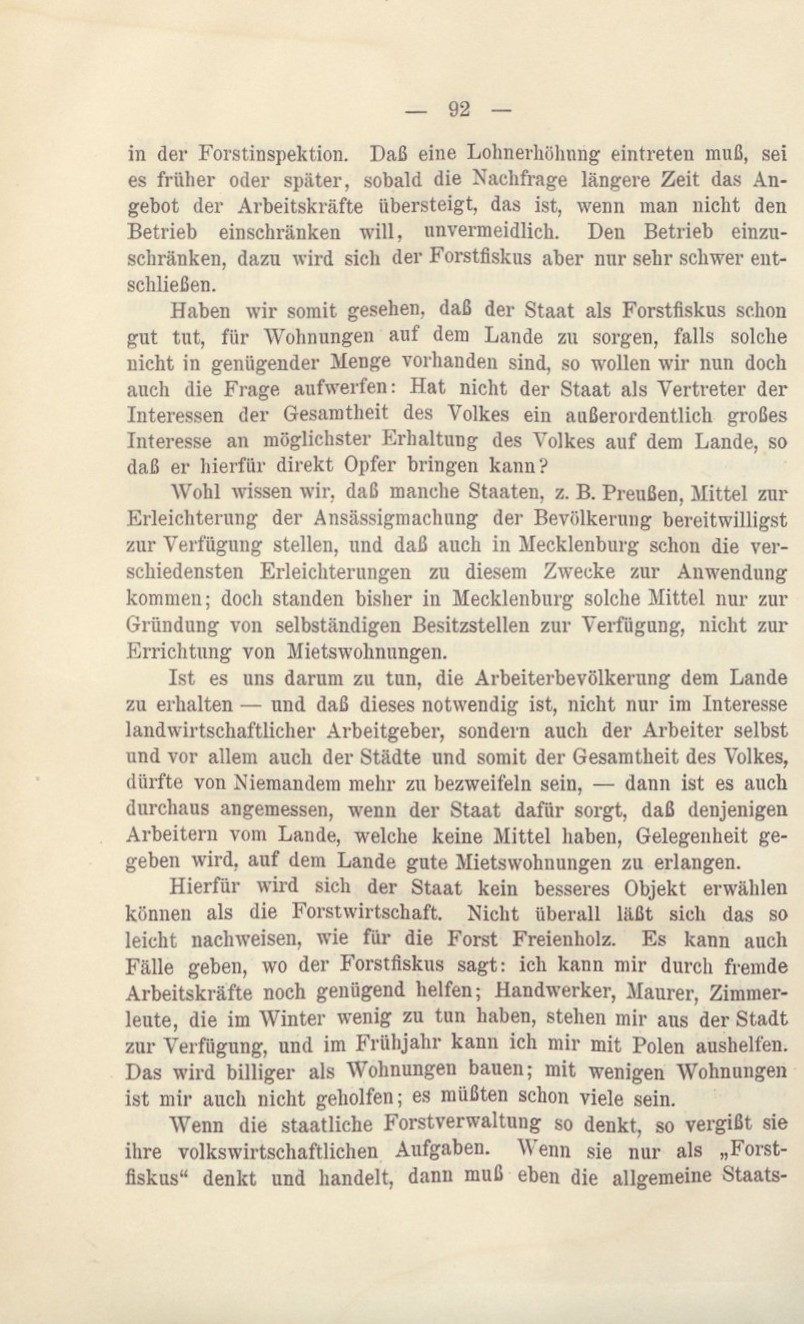 "Zur Forstarbeiterfrege in Mecklenburg" Adolf von Oertzen 1914 101