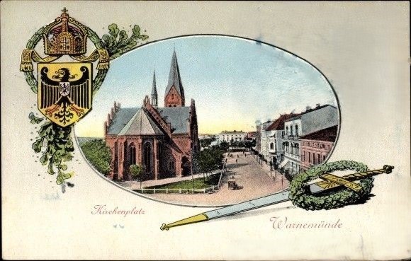Kirchenplatz mit neuer Kirche um 1875