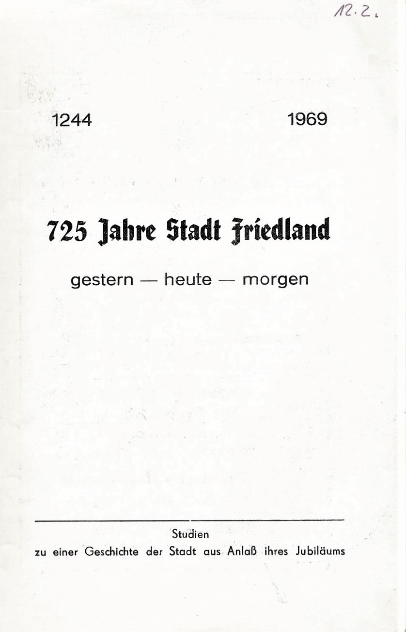 Festschrift 725 Jahre Friedland 1969 001