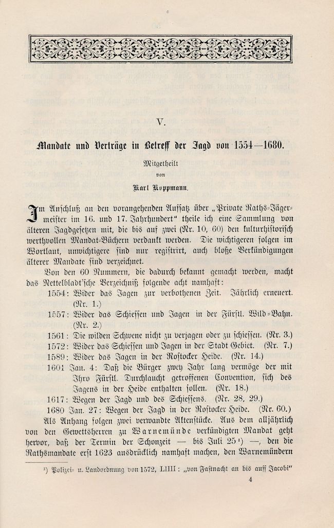 RH Koppmann Mandate und Verträge in Betreff Jagd ab 1554 49
