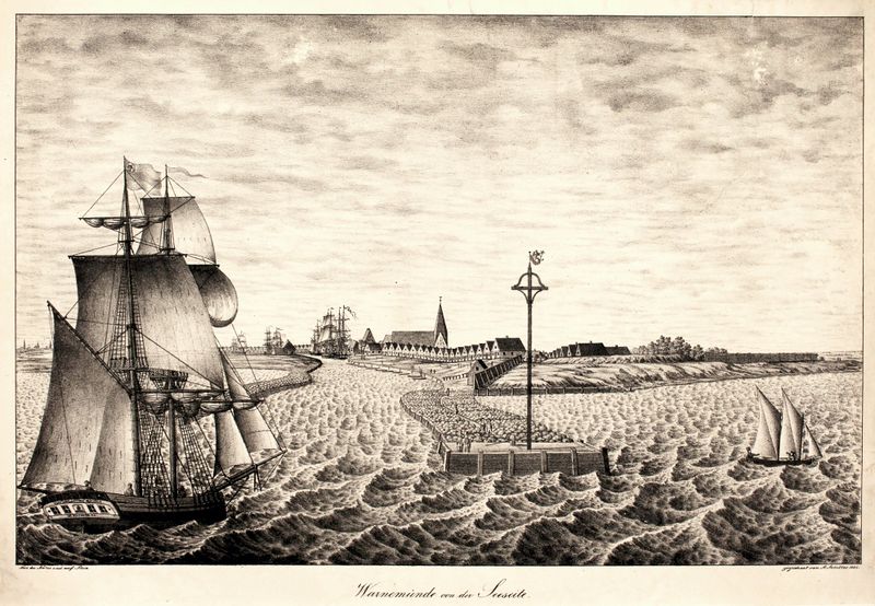 Datei:Lithographie Warnemuende Seeseite.jpg