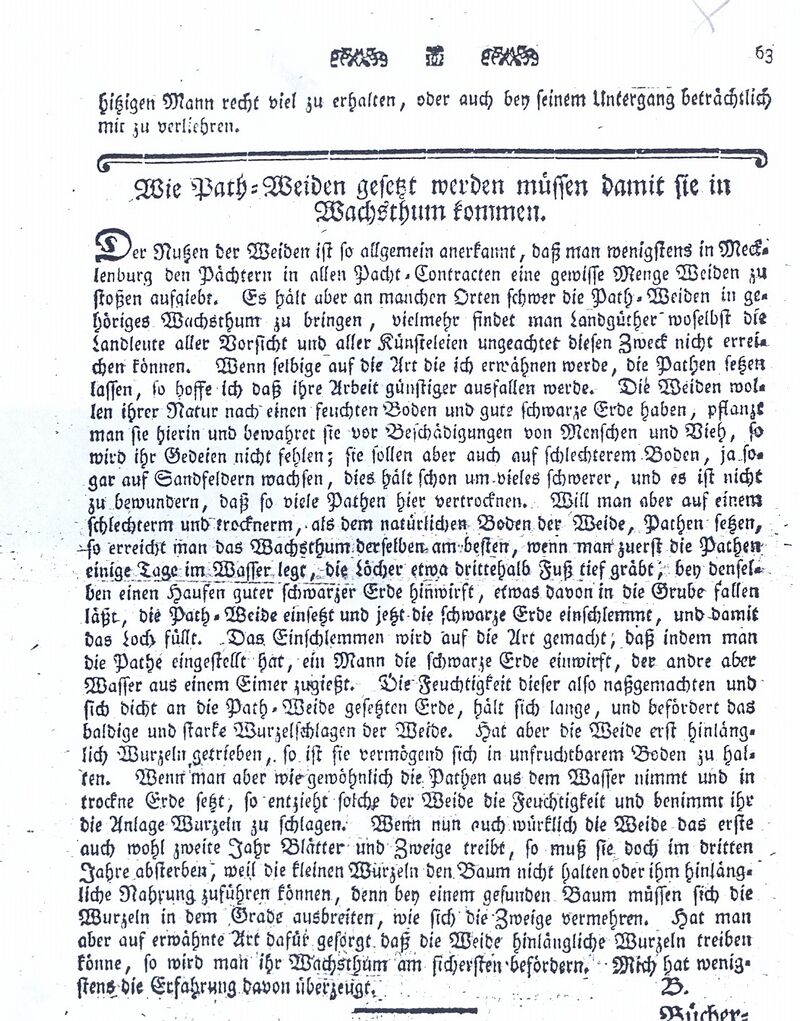 Becker 1797 Wie Path-Weiden gesetzt werden müssen, damit sie im Wachstum kommen