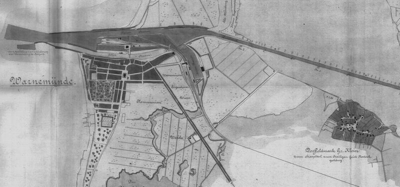 Datei:1910 Baggergebiete-lm Warnemünder Hafen- und Seekanalgebiet Ausschnitt 1.jpg