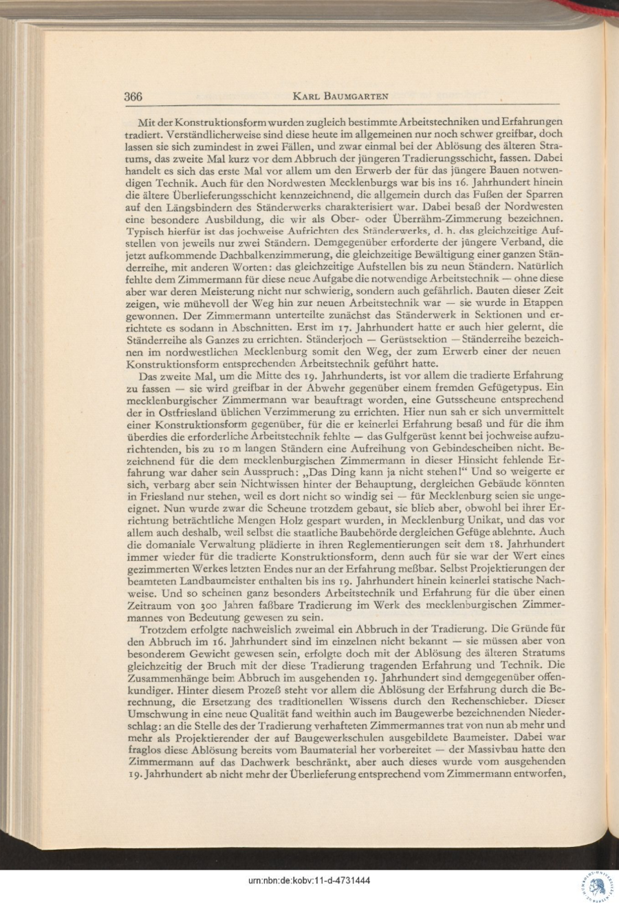 Baumgarten 1966 Tradierung im Werk des mecklenburgischen Zimmermanns 12 366