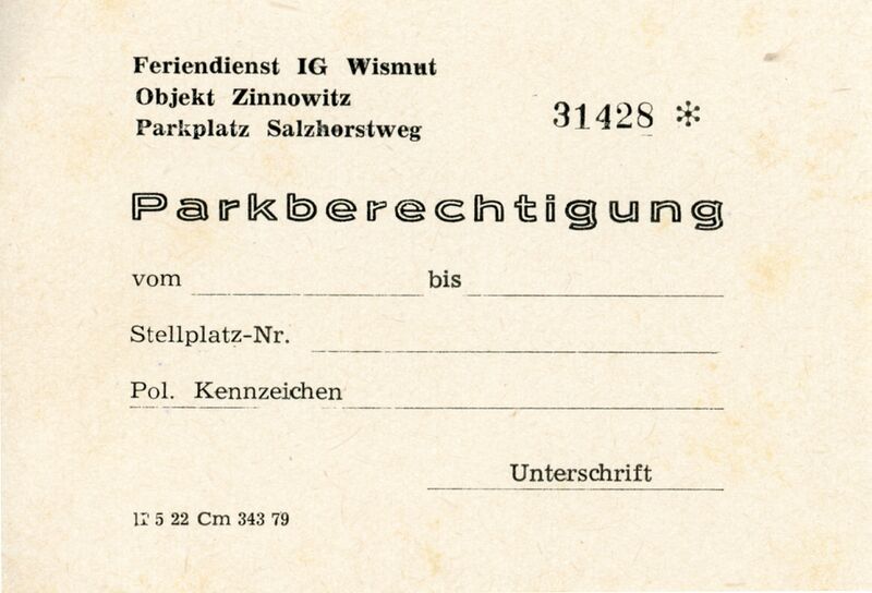 Datei:Zinnowitz-Parkberechtigung Wismut .jpg