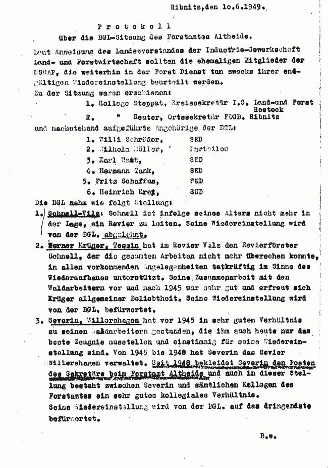 RH 1949 Juni Altheide Protokoll Personalprüfungsprotokoll a
