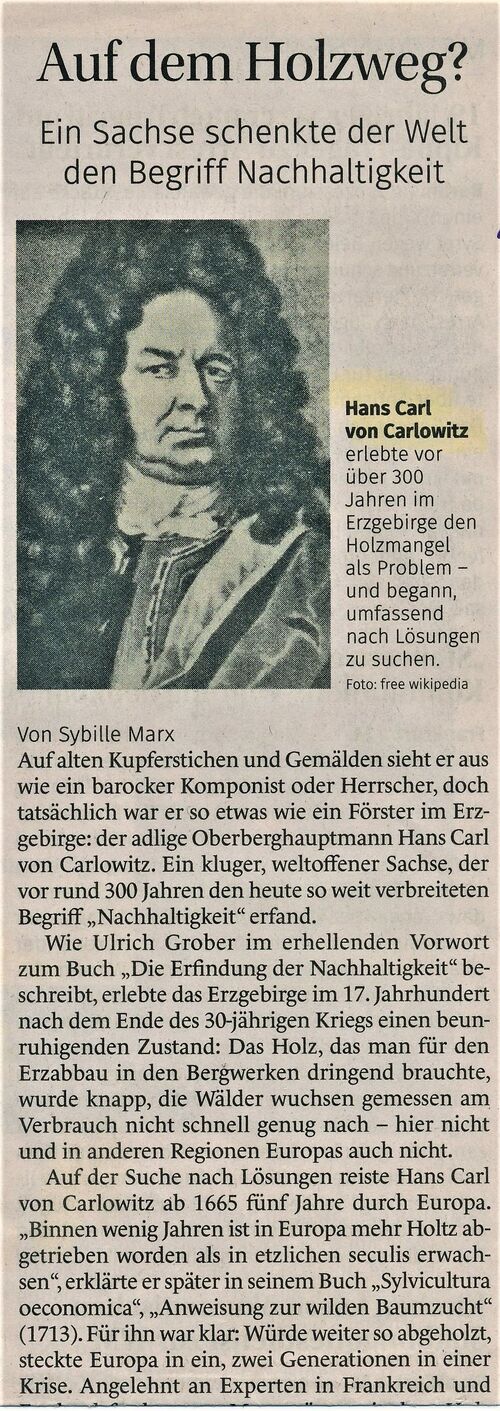 Hans Carl von Carlowitz biografisches KiZ 1.7.2018 a