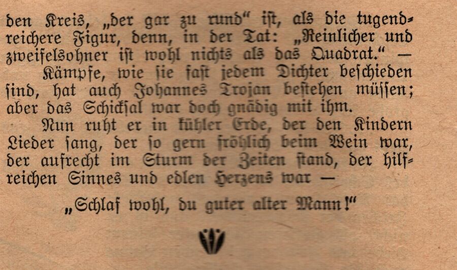 Nachruf zu Johannes Trojan in "Daheim" 1915 05