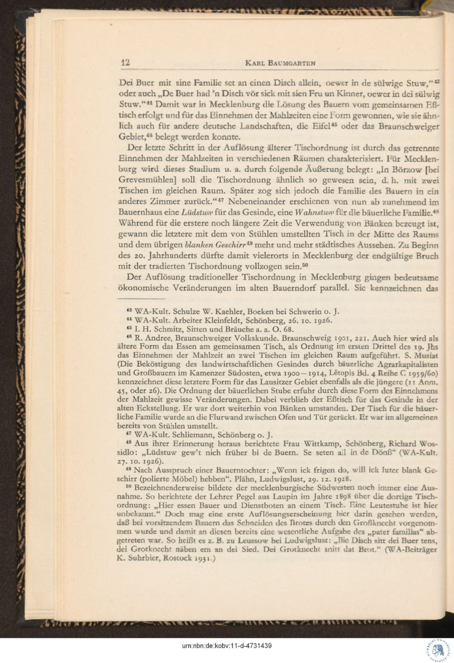 Baumgarten 1965 Tischordnung im meckl Bauernhaus 11 12