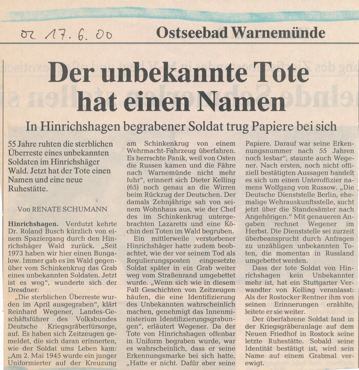 Hinrichshagen Grab am Schinkenkrug 01