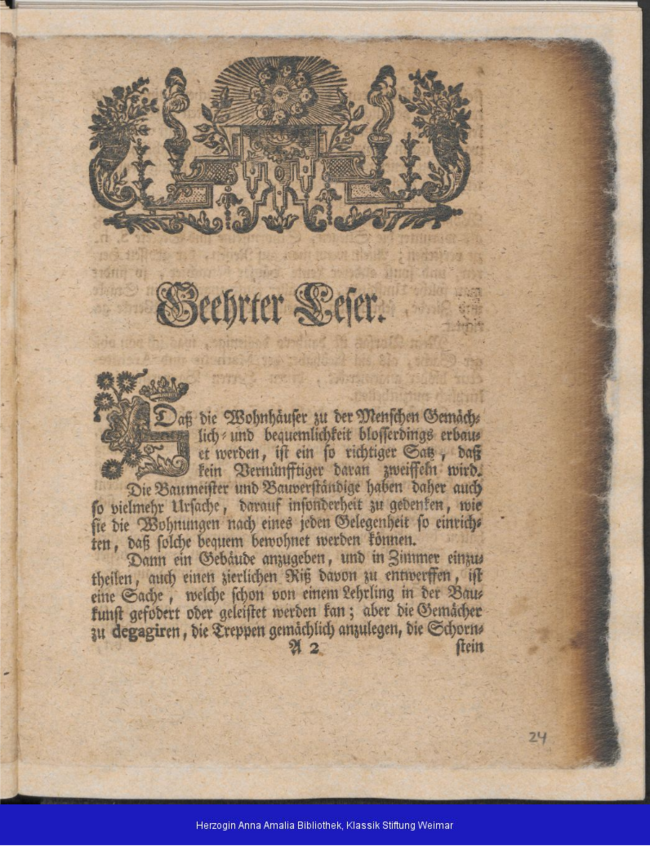 "Einige Gedanken über Wadel- oder Wahl-Zeit beim Holzfällen" 1744 Vorwort 01