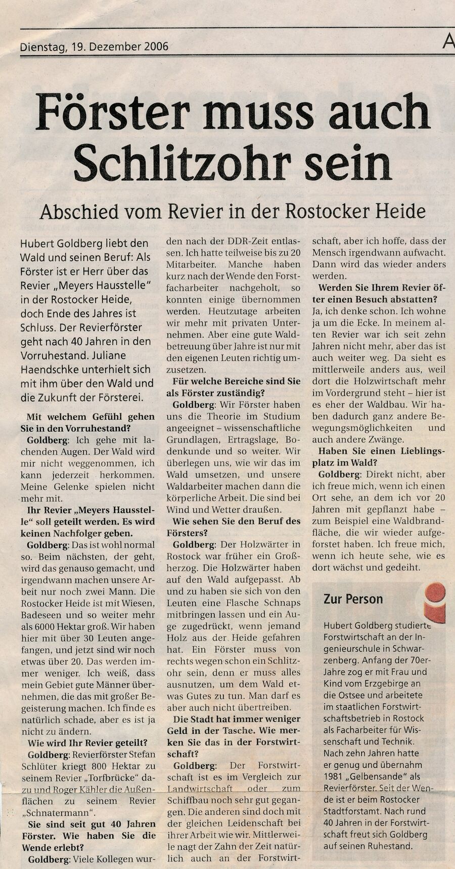 RH Revierförster Hubert Goldberg OZ 19.12.2006 01