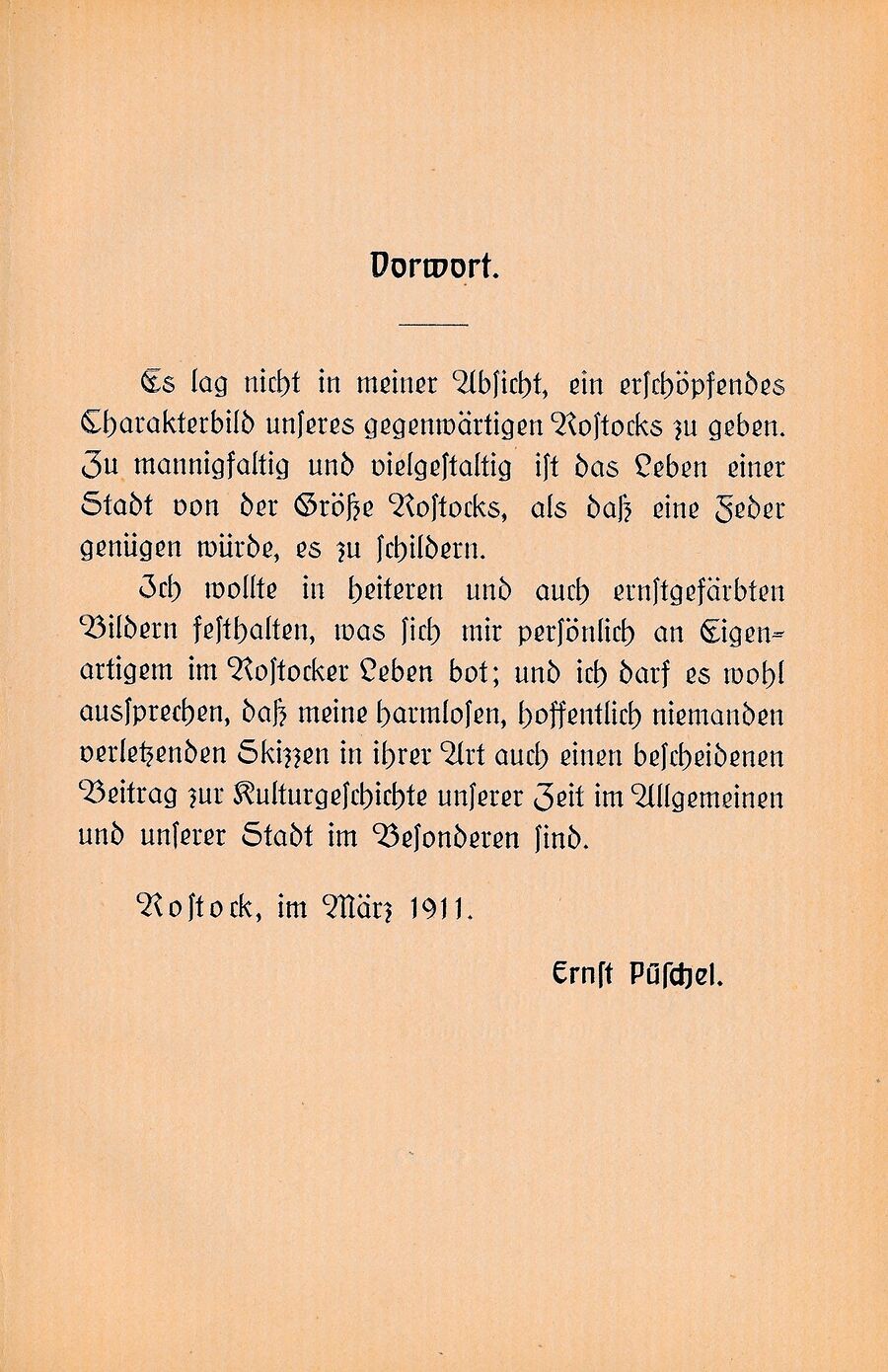 Püschel Tölles Reise nach Warnemünde 1911 Vorwort