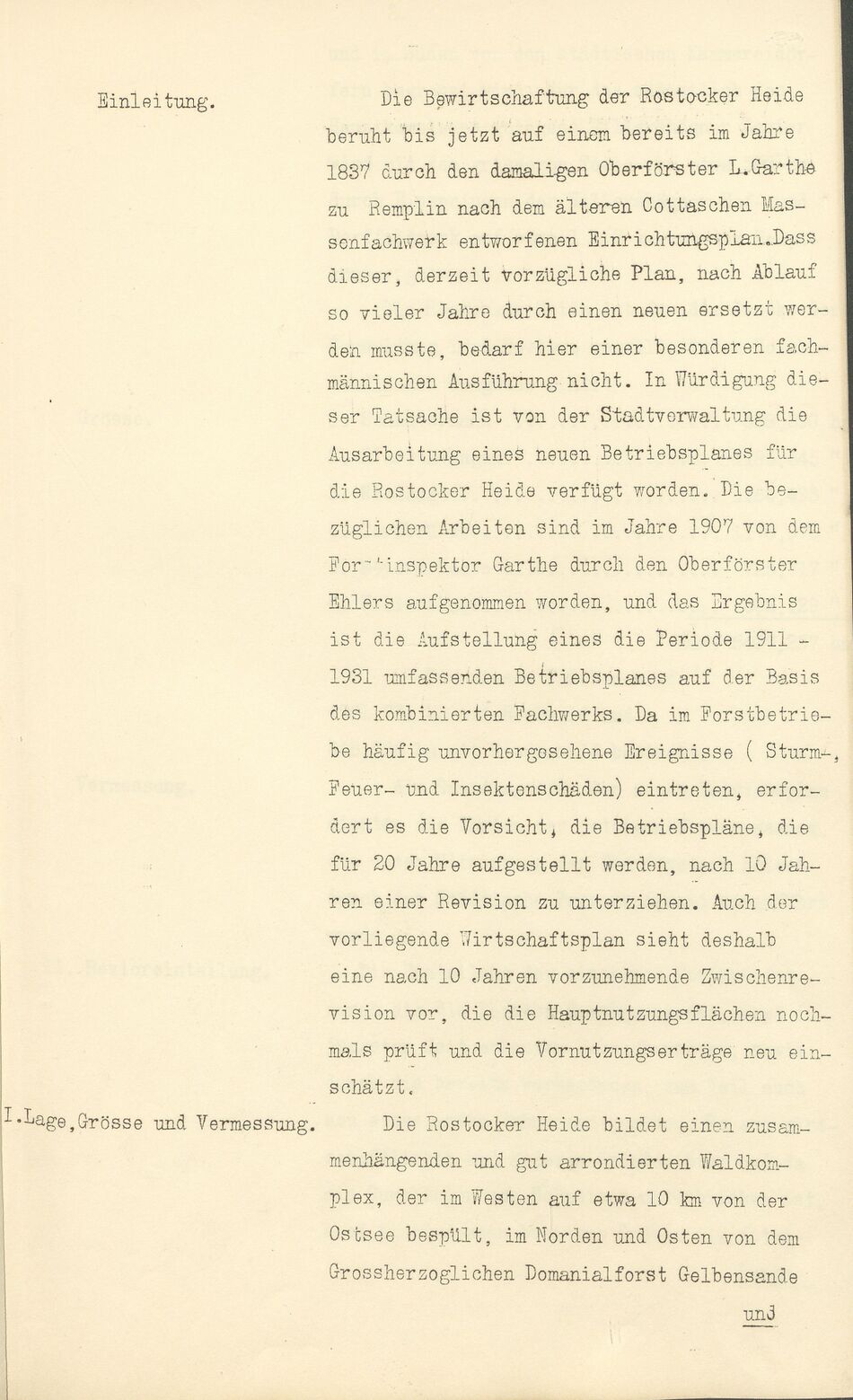 Max Garthe Allg. Beschreibung der Rostocker Stadtforst 1911 01