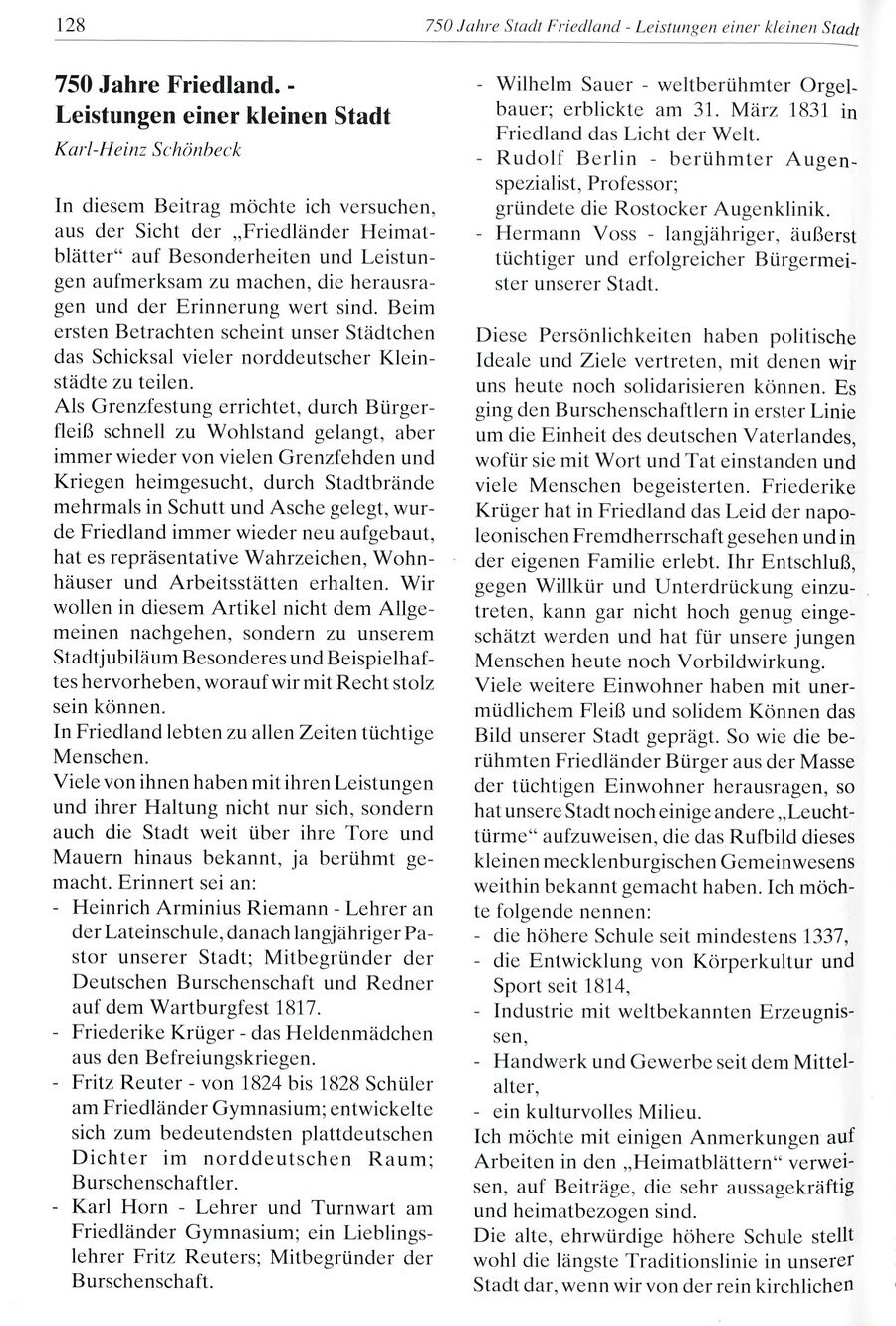 Festschrift 750 Jahre Friedland 1994 128