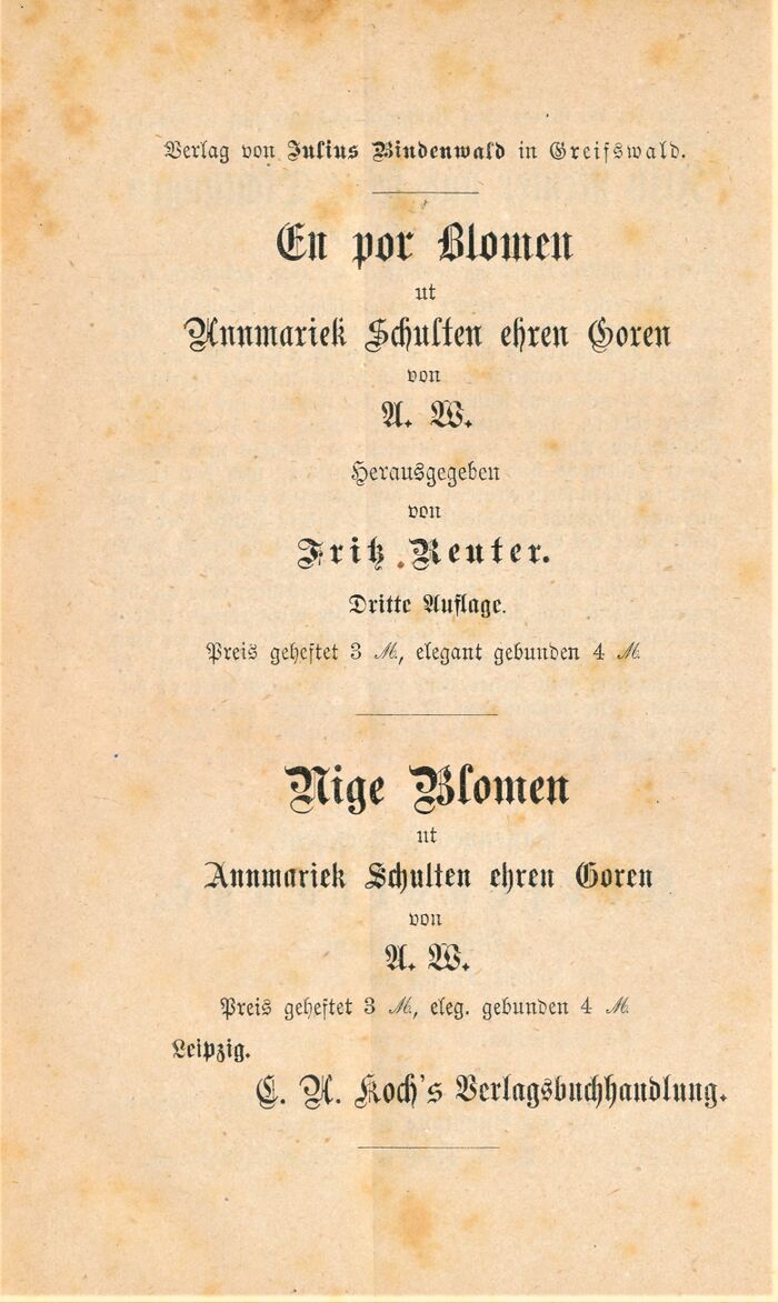 Fürst Blücher in Teterow Reuters Theater-Lustspiel 160