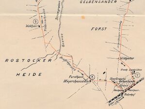 Gelbensande Ortslage und Briefträgersteig um 1914