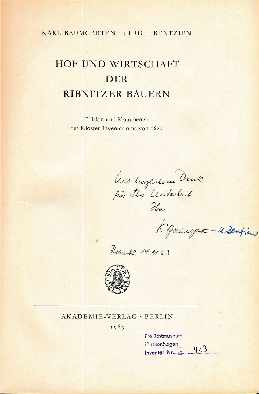 Baumgarten Bentzin 1963 Hof u Wirtschaft Ribn Bauern 00d