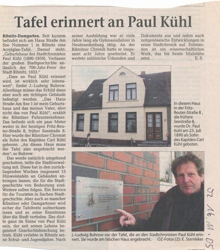 Zu Paul Kühl OZ 16 11 2005