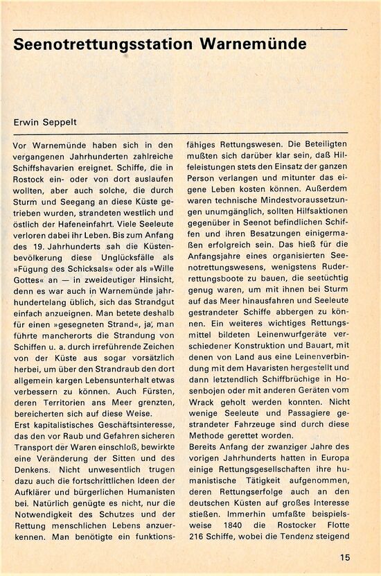 Seenotrettungsstation Warnemünde Erwin Seppelt S.15 Wmde Marinekalender 1983