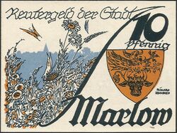 Wappen von Marlow auf einer Postkarte 1905