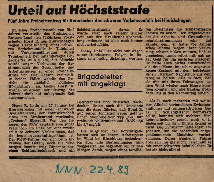 Hinrichshagen Horrorunfall 17.Januar 1989 03