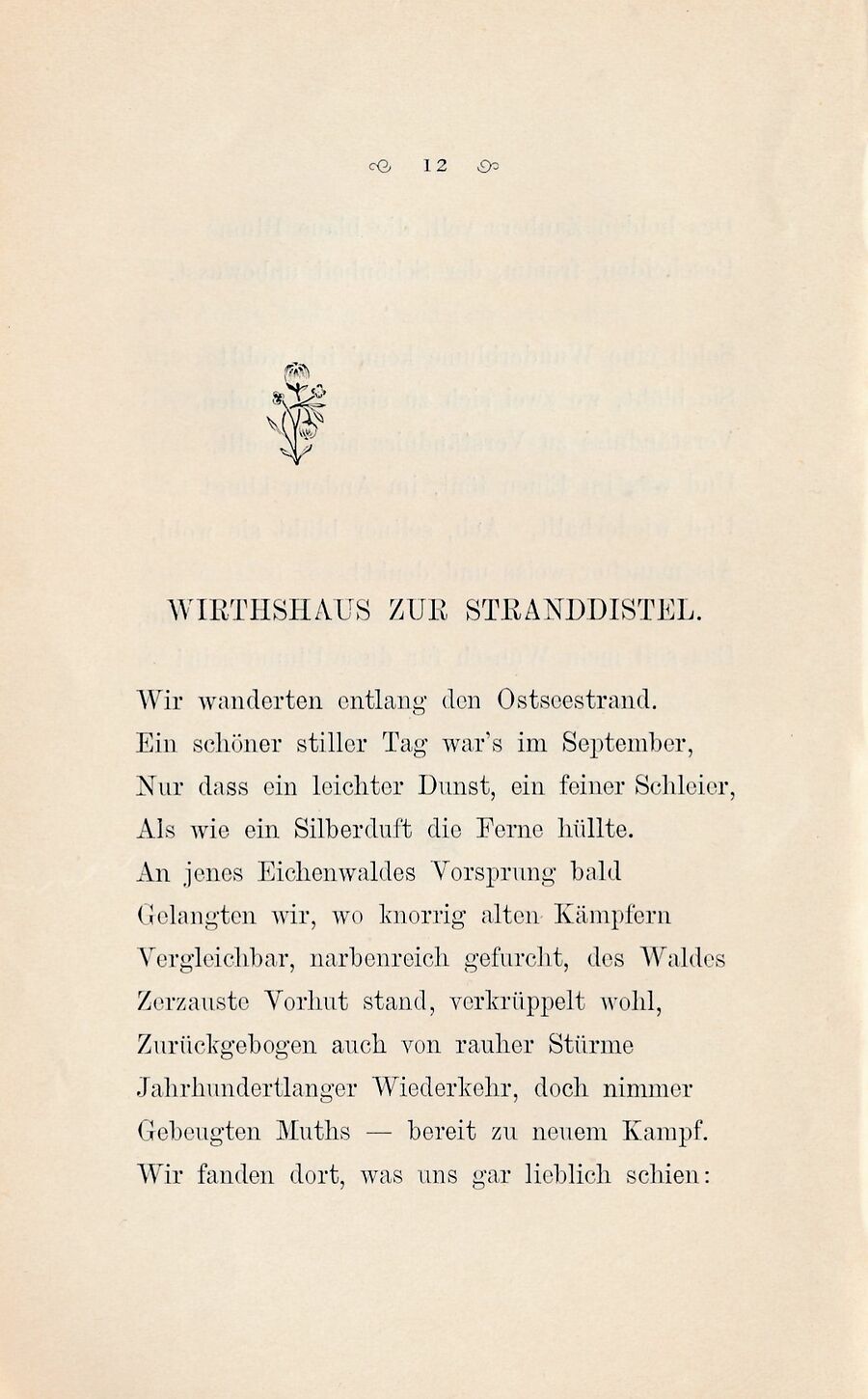 RH Gedicht Seidel Wirtshaus zur Stranddistel 1884 S 12