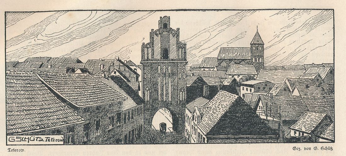 Teterow 1914 Originalzeichnung von G. Schütz