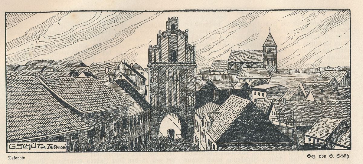 Teterow 1914 Originalzeichnung von G. Schütz