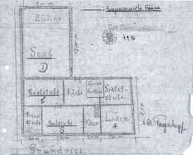 Grundriss der Gaststätte Kludt 1946