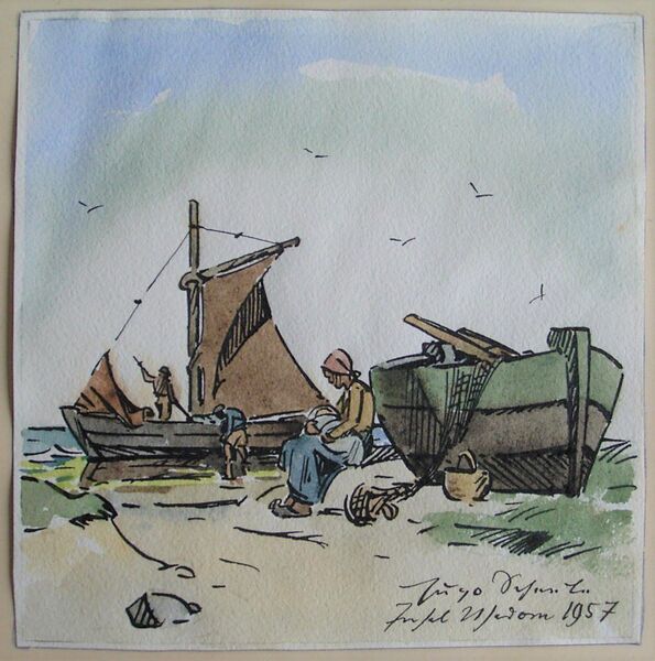 Datei:Scheele - 1957 Fischerin mit Baby Boote.JPG
