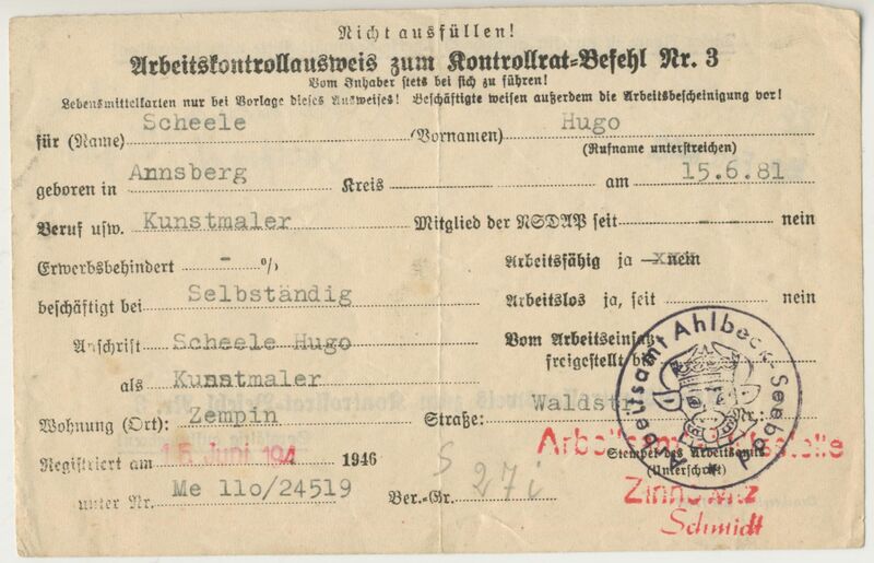 Datei:Scheele 1946 Ausweis Arbeitsamt 1.jpg