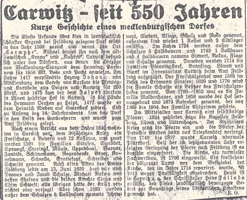 Carwitz Jubileum 1943 NB