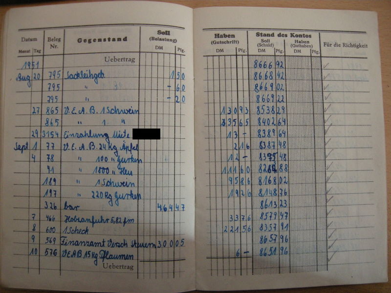 Datei:Kontogegenbuch VdgB-BHG Moenchhagen Beispielseite von 1951.JPG