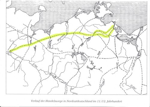 Der Verlauf der via regia im 11./12. Jahrhundert auf dem Gebiet des heutigen Mecklenburg-Vorpommern