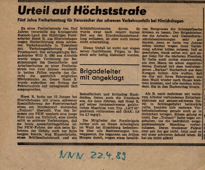Hinrichshagen Horrorunfall 17.Januar 1989 05
