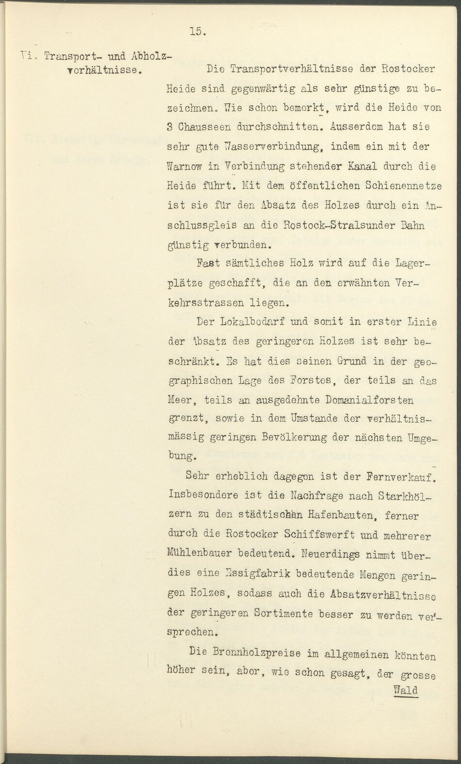 Max Garthe Allg. Beschreibung der Rostocker Stadtforst 1911 15