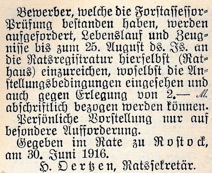 Datei:RH Ausschrebung Forstinspektor 1916 Forts.jpg