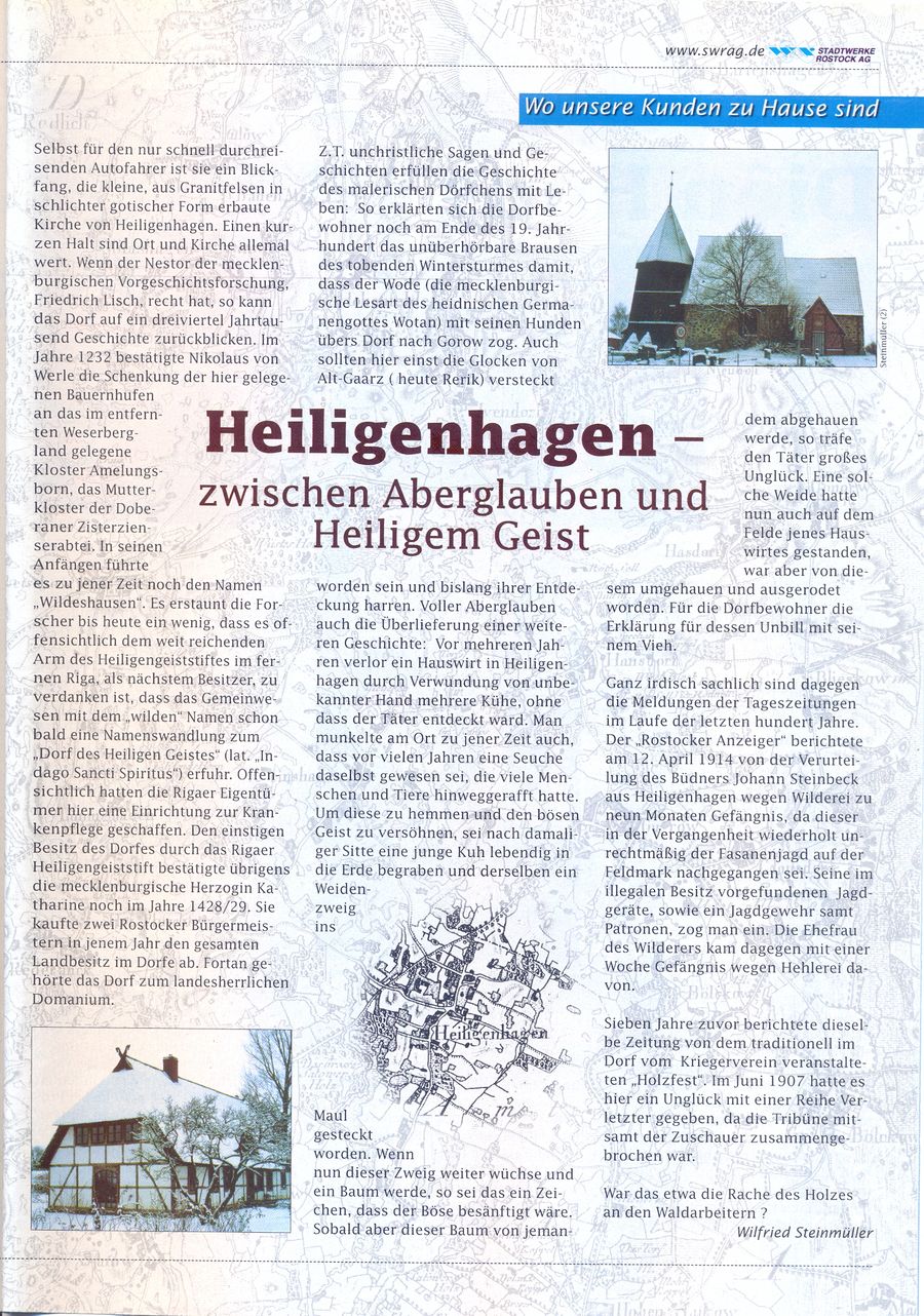 "Heiligenhagen - zwischen Aberglauben und Heiligem Geist" Inböter Februar 2003