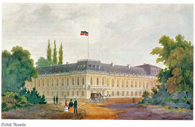 Datei:Remplin Schloss nach 1852 Kupferstich.jpg