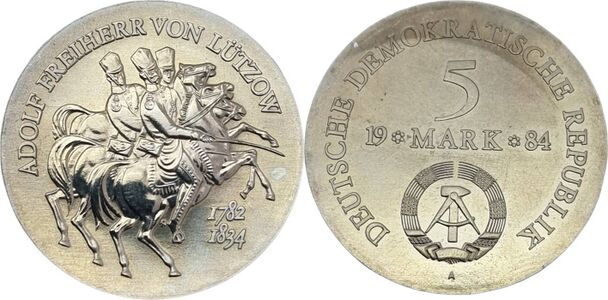 5 Mark Gedenkmünze DDR 1984 Adolf Freiherr von Lützow