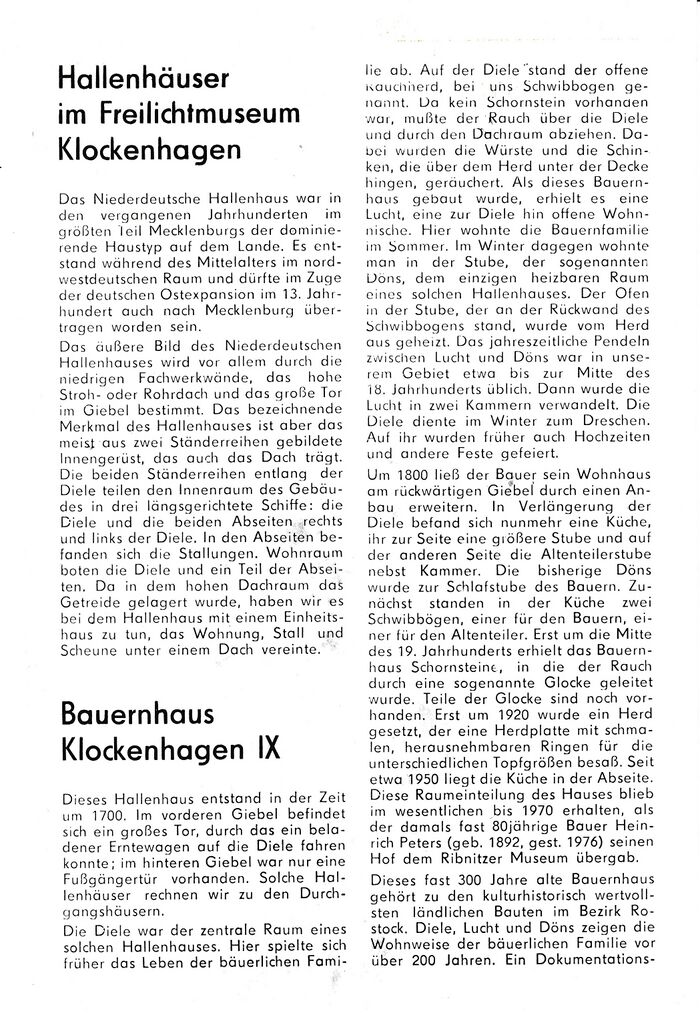 Freilichtmuseum Klockenhagen - Hallenhäuser" 1980 01