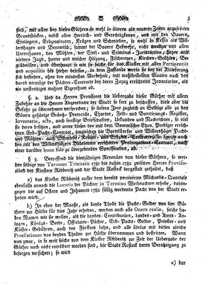 Willershagen Rückgabe durch das Kloster 1781 03