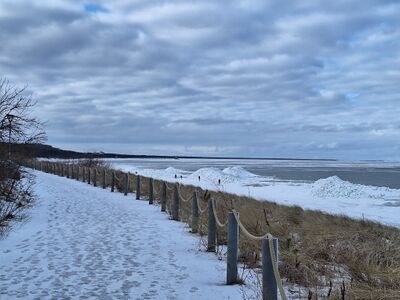 Blick von der Promenade auf die Eisberge