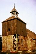 Reparatur des Fachwerks am Kirchturm 1987
