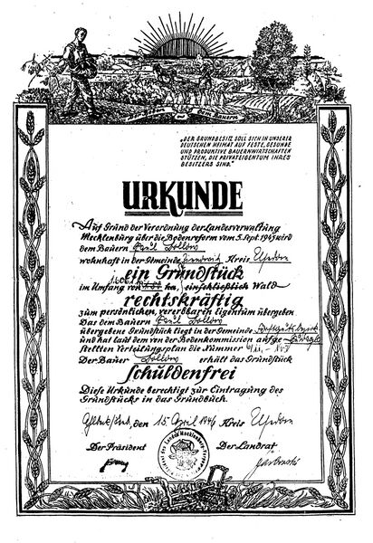 Datei:1946 Bollow Zinnowitz Bodenreform.jpg