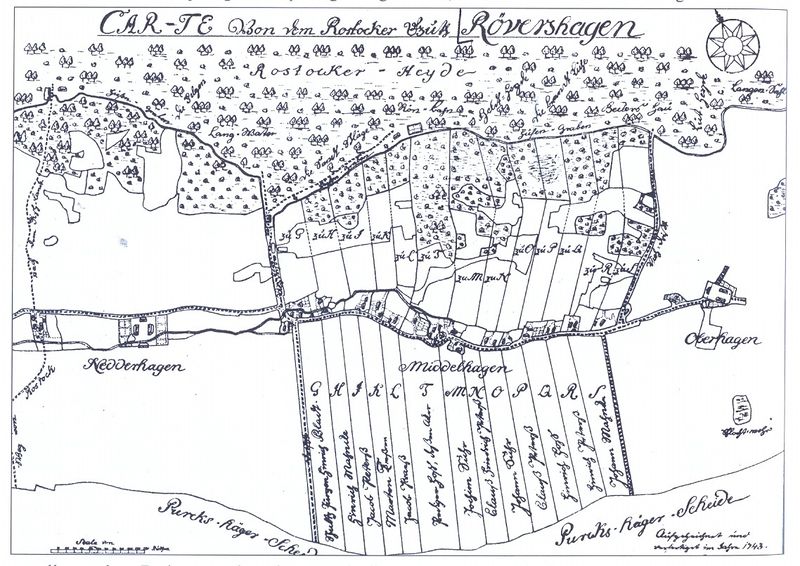 Roevershagen Karte 1743 von der Rostocker Huth